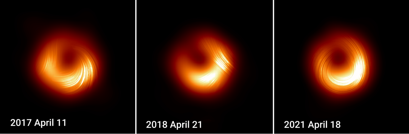 Novas imagens da colaboração entre a Event Horizon Telescope (EHT) revelaram um ambiente dinâmico